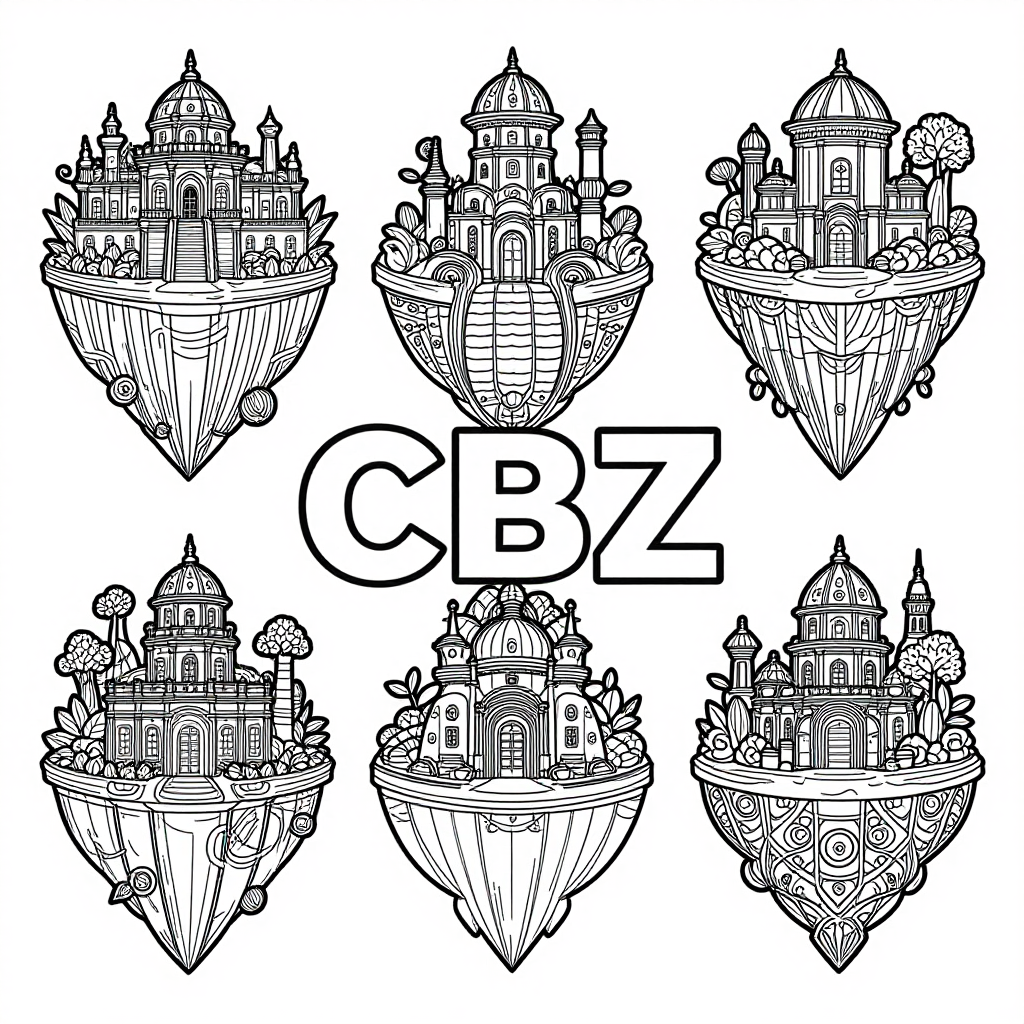 Floating Islands coloring pages collection - 30 free printable pages