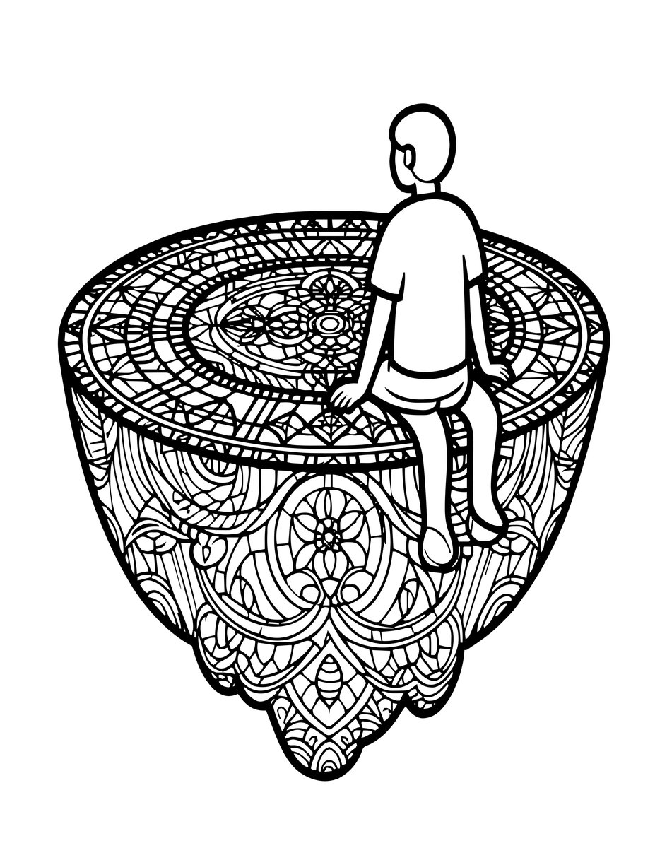 Island Cliff Edge - free printable coloring page