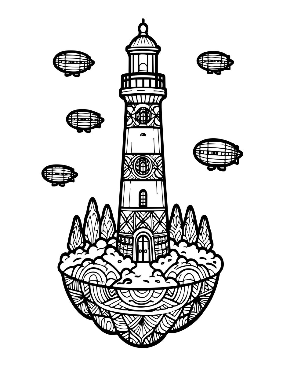 Island Lighthouse - free printable coloring page