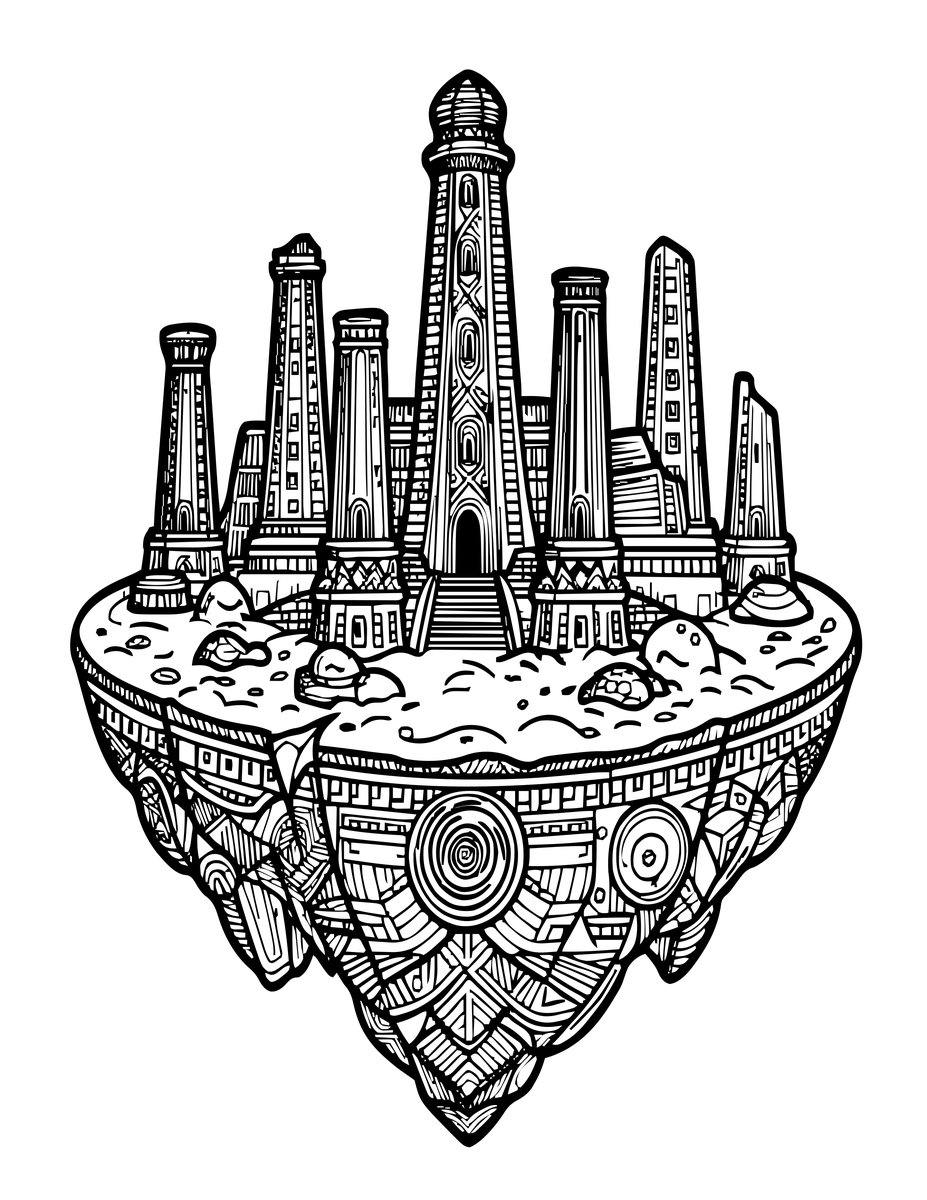 Island Ruins - free printable coloring page