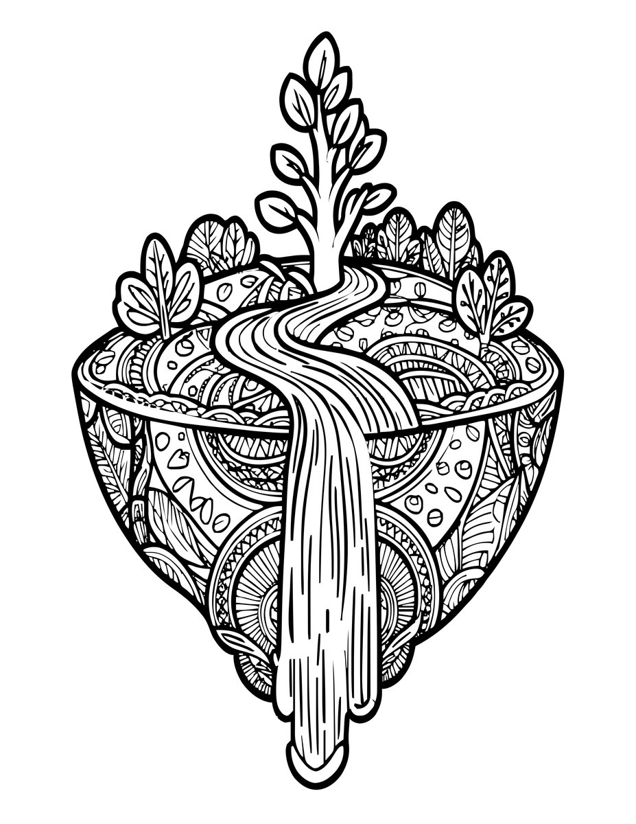 Island and River - free printable coloring page