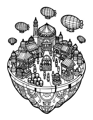 Island Market - Free printable coloring page