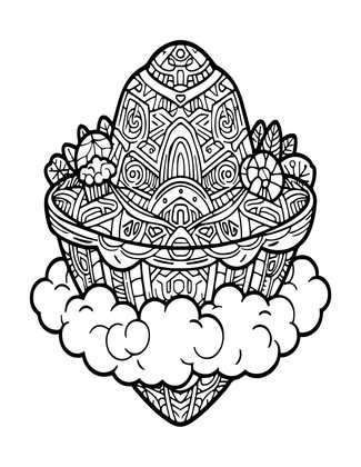 Island and Clouds - Free printable coloring page