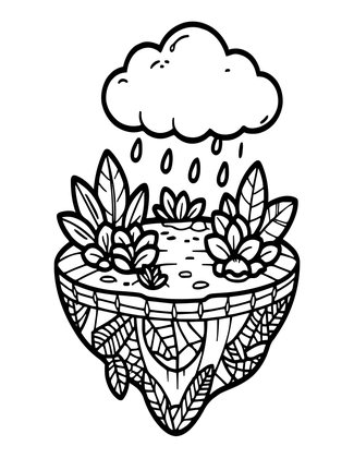 Island and Rain - Free printable coloring page