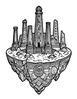 Island Ruins - Free printable coloring page