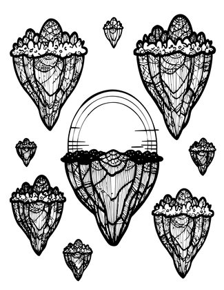 Island at Sunset - Free printable coloring page