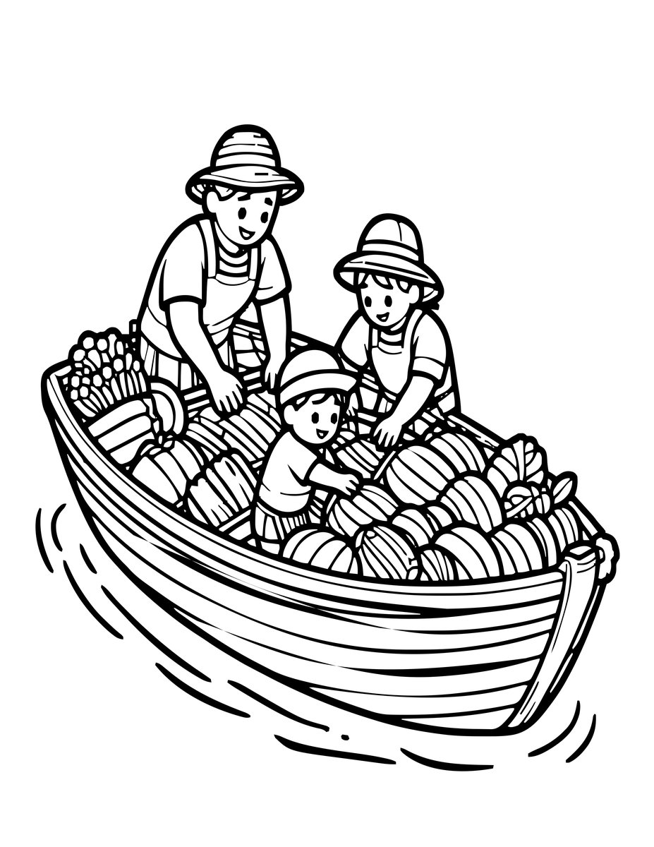 Market Children - free printable coloring page