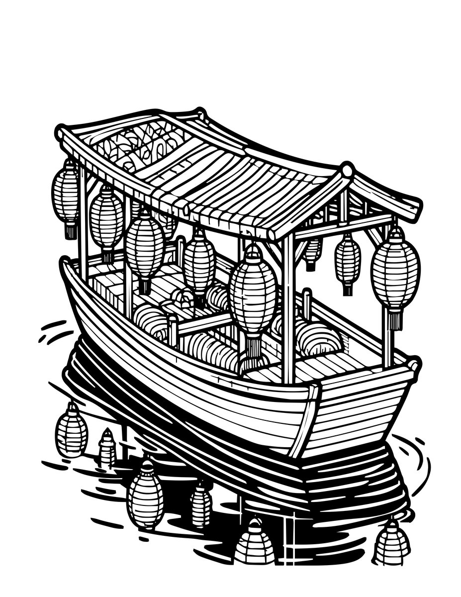Evening Market - free printable coloring page