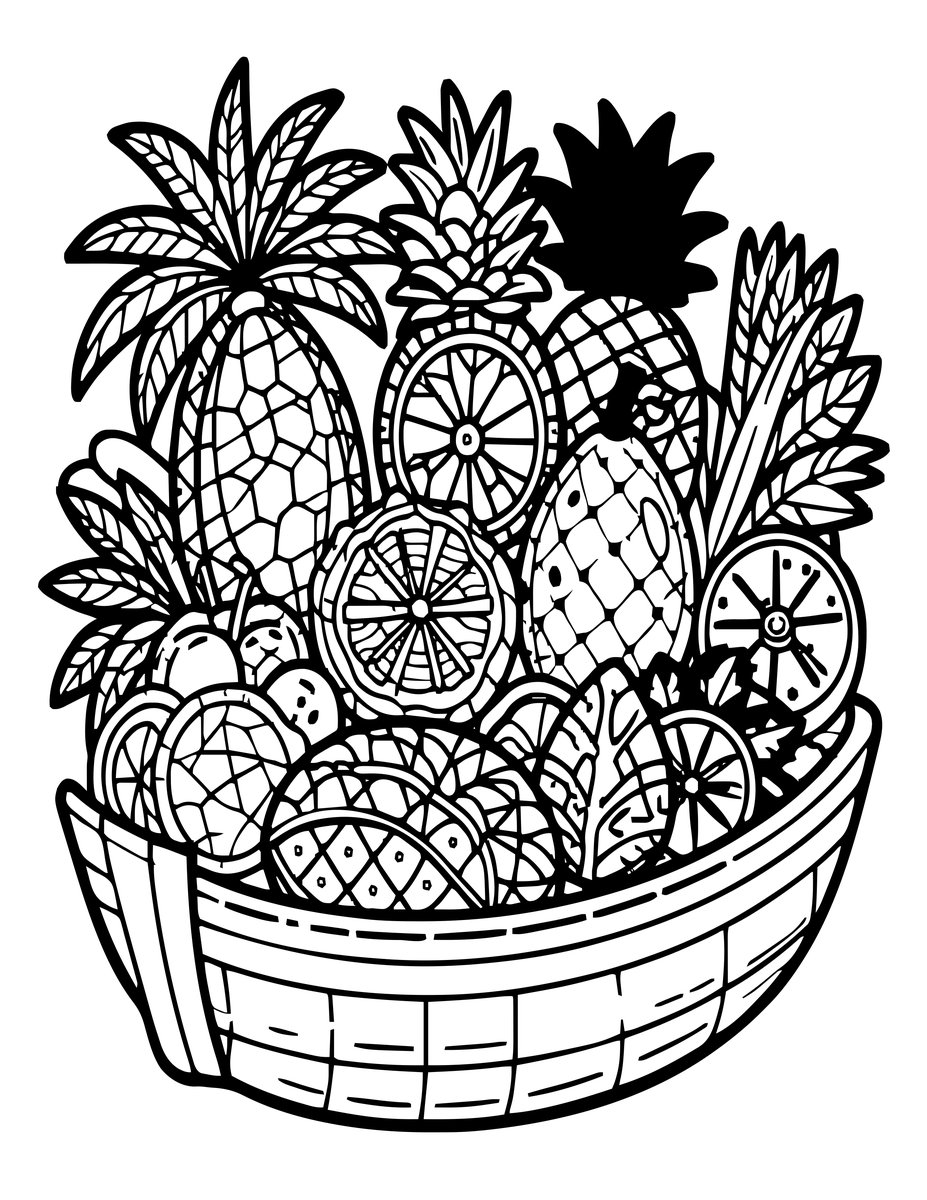 Fruit Arrangement - free printable coloring page