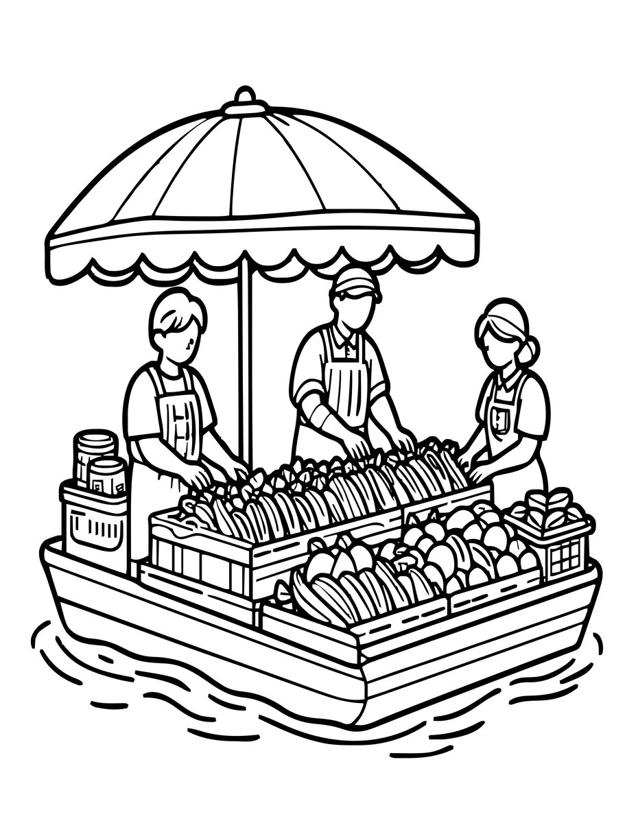 Morning Buyers - free printable coloring page