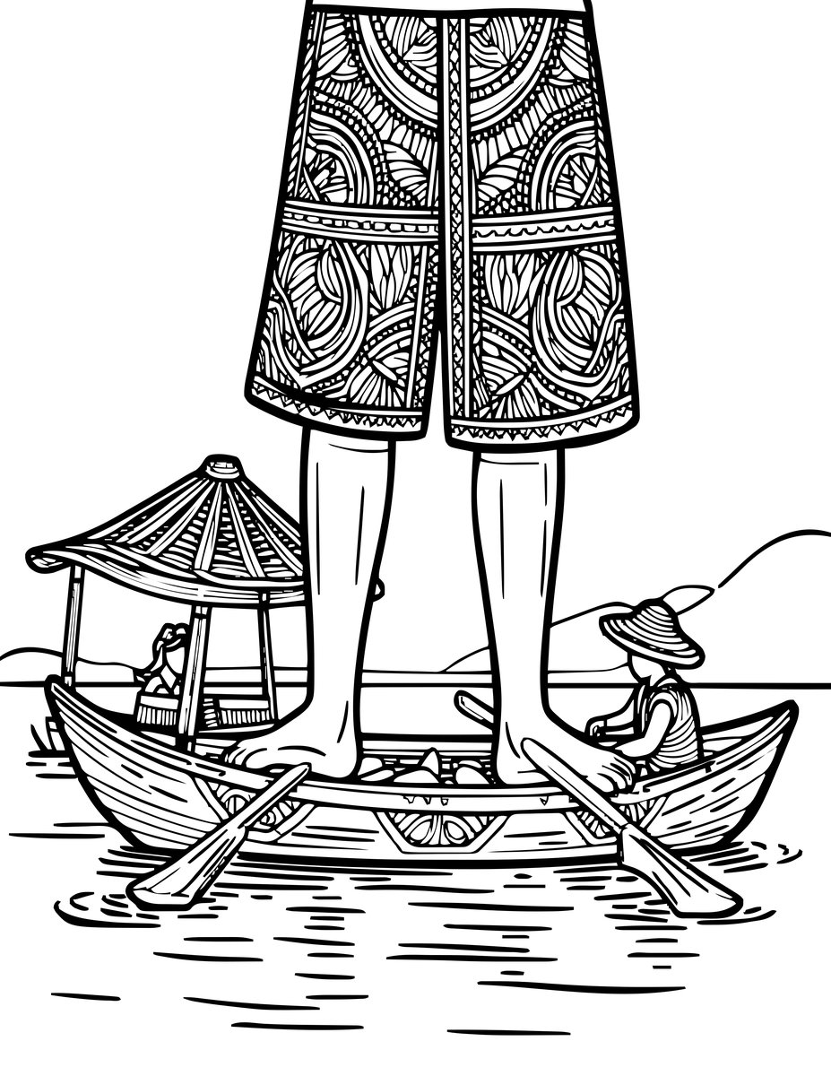 Inle Lake Market - free printable coloring page