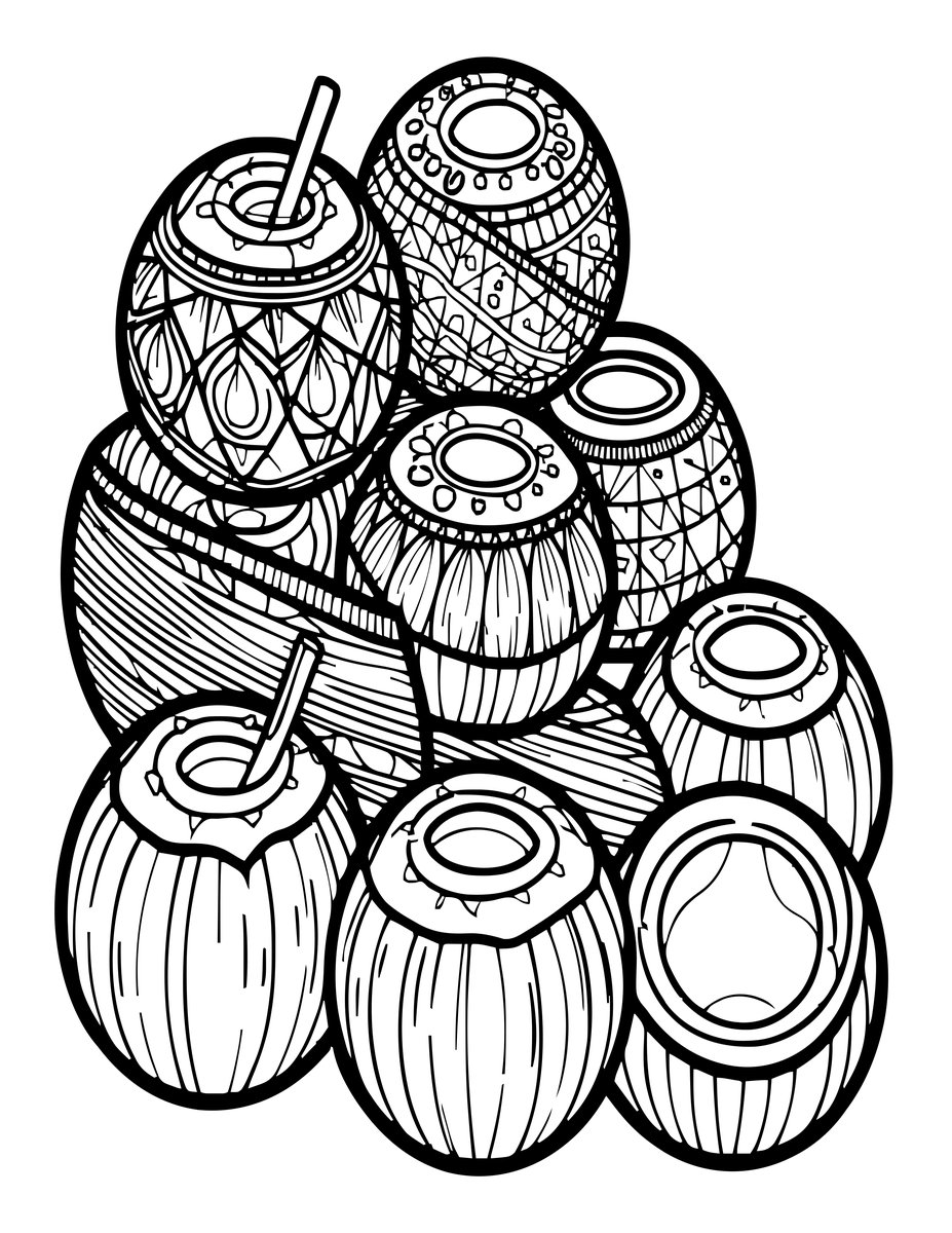 Coconut Boat - free printable coloring page