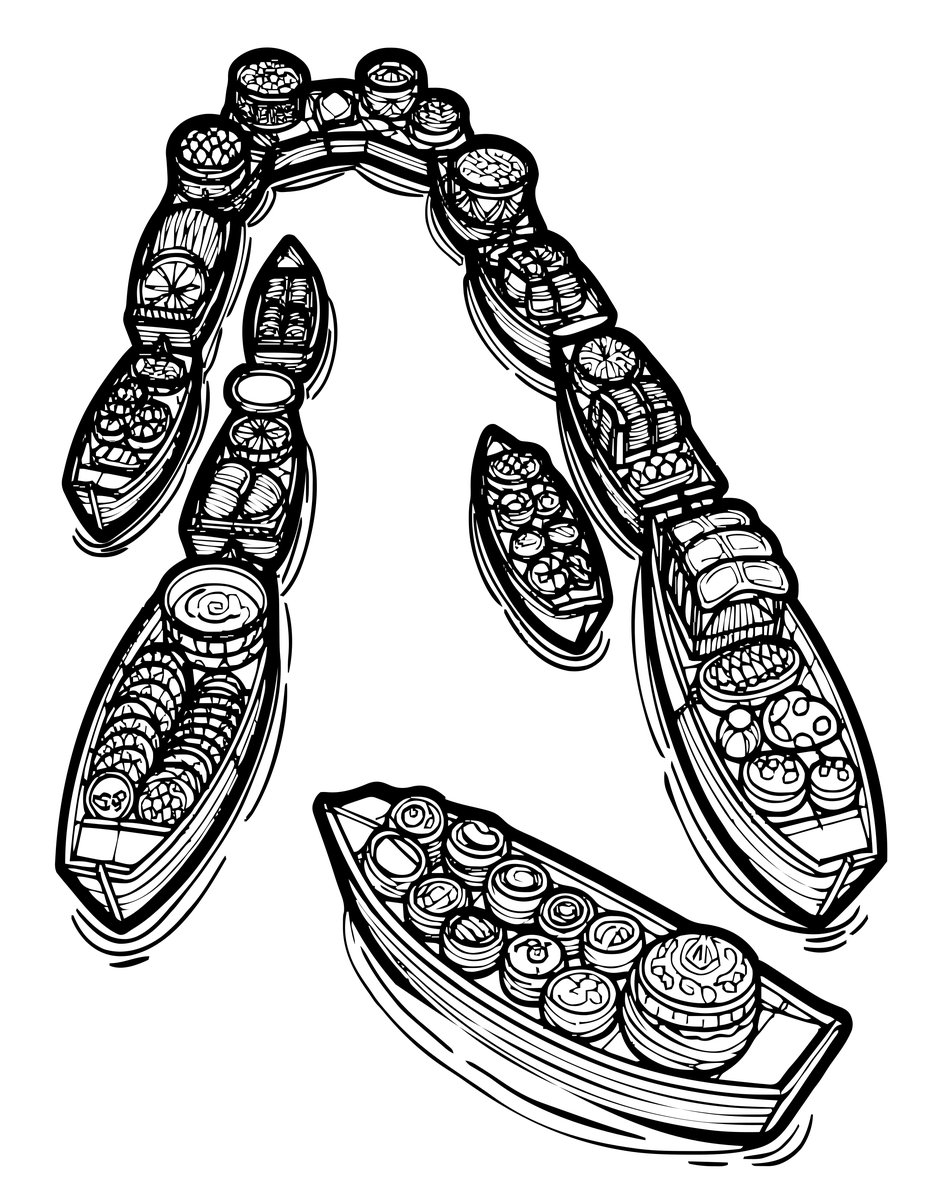 Market Canal - free printable coloring page