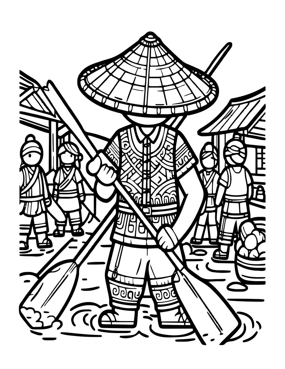 Vendor in Hat - free printable coloring page