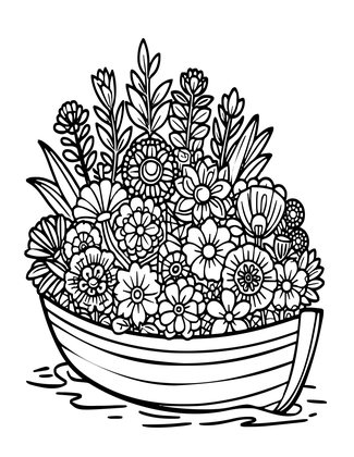 Flower Boat - Free printable coloring page