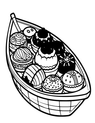 Floating Desserts - Free printable coloring page
