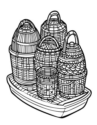 Basket Weaving Boat - Free printable coloring page