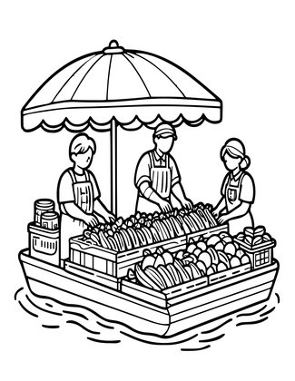 Morning Buyers - Free printable coloring page