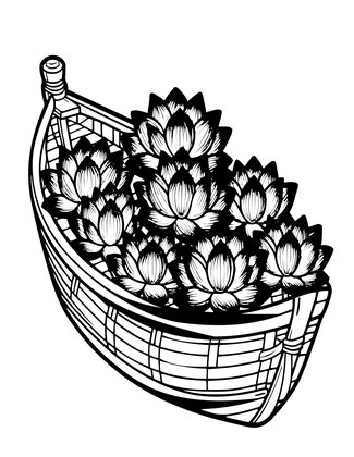 Lotus Flower Boat - Free printable coloring page