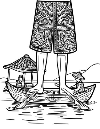 Inle Lake Market - Free printable coloring page