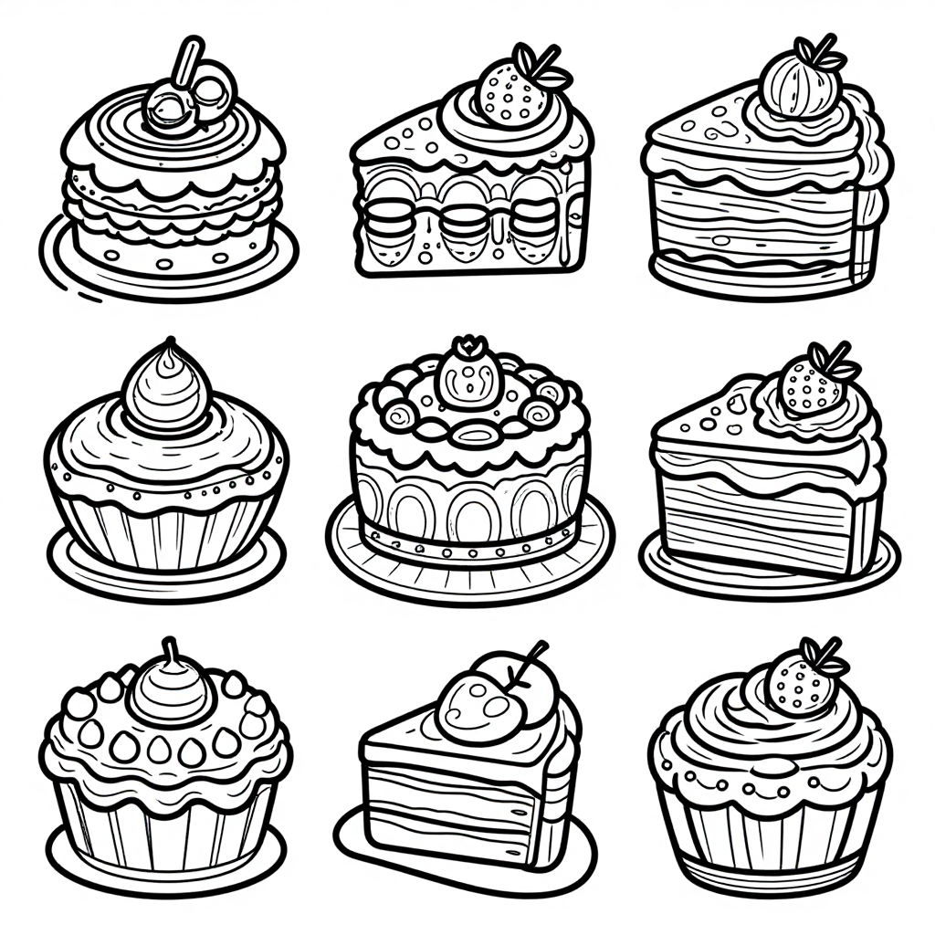 Food Desserts coloring pages collection - 40 free printable pages