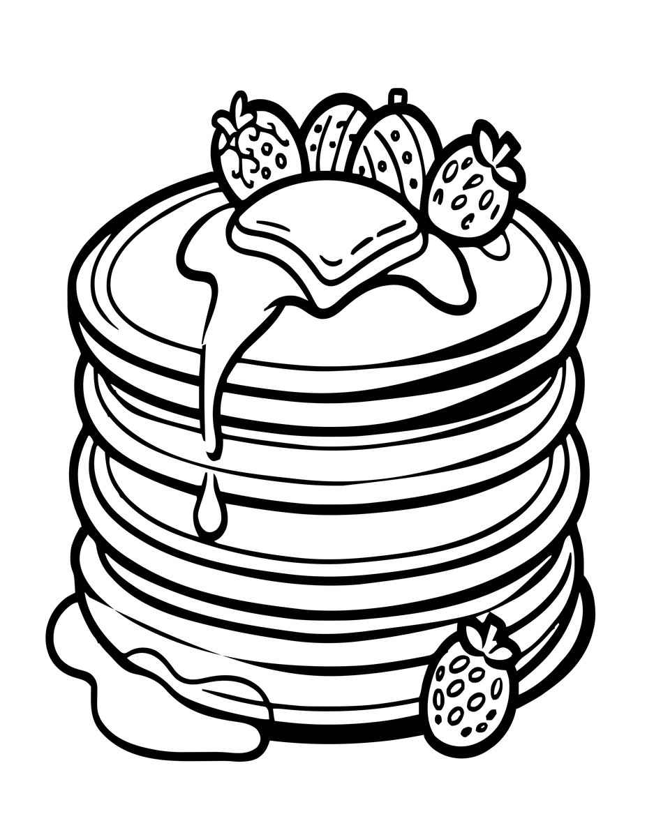 Pancake Stack - free printable coloring page