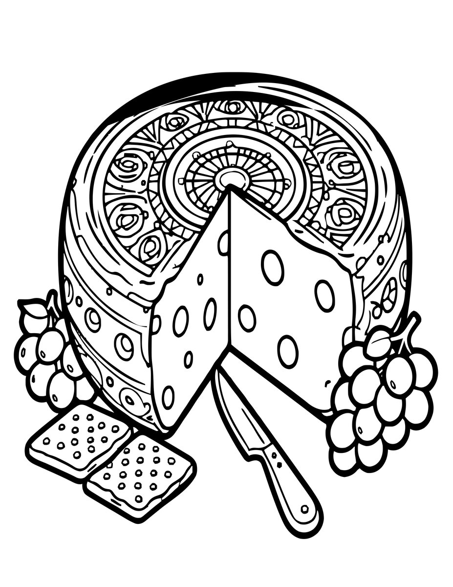 Cheese Wheel - free printable coloring page