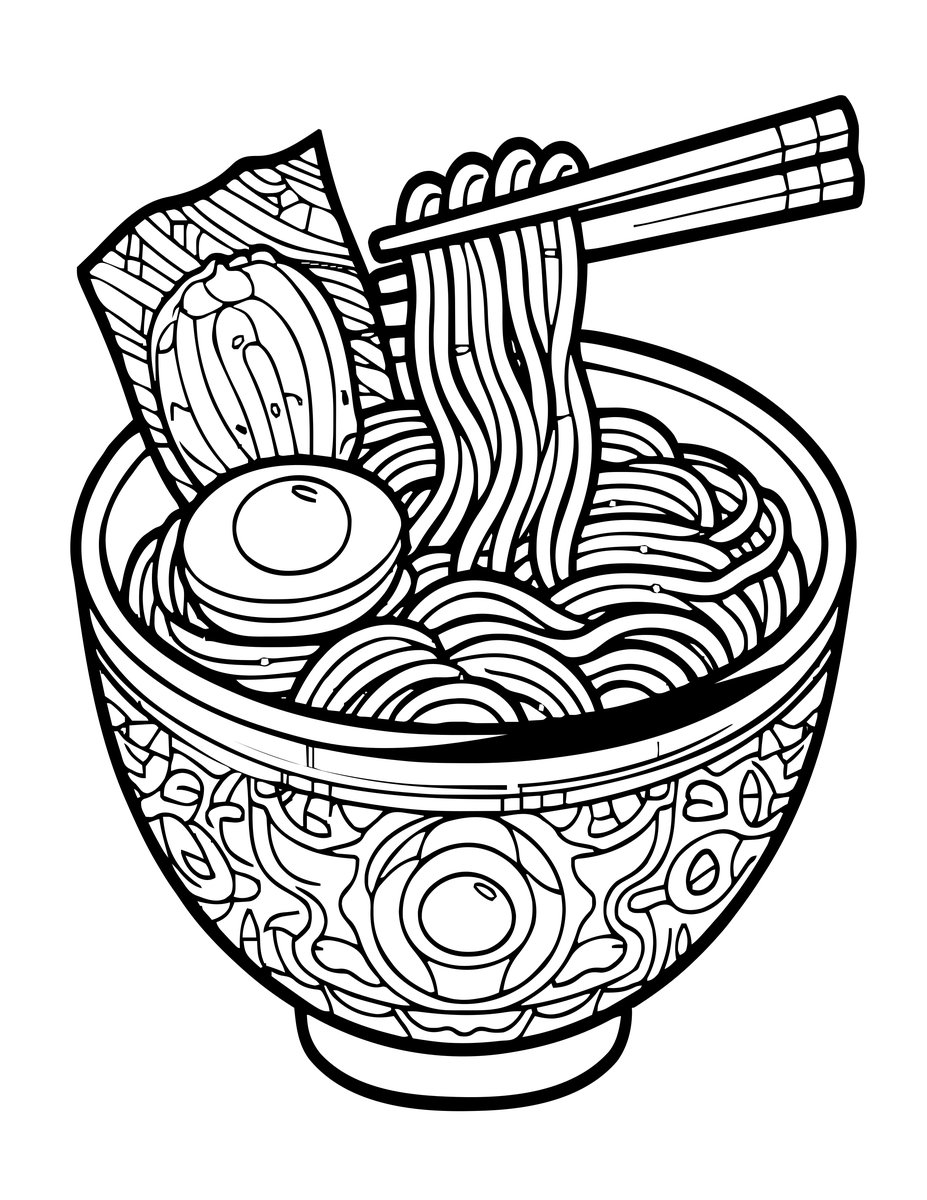 Ramen Bowl - free printable coloring page