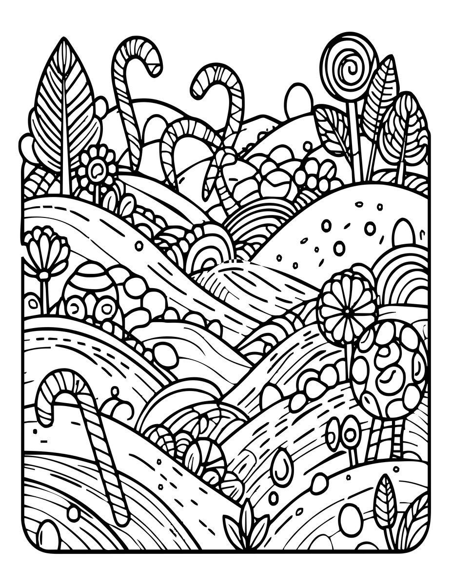 Candy Cane Forest - free printable coloring page