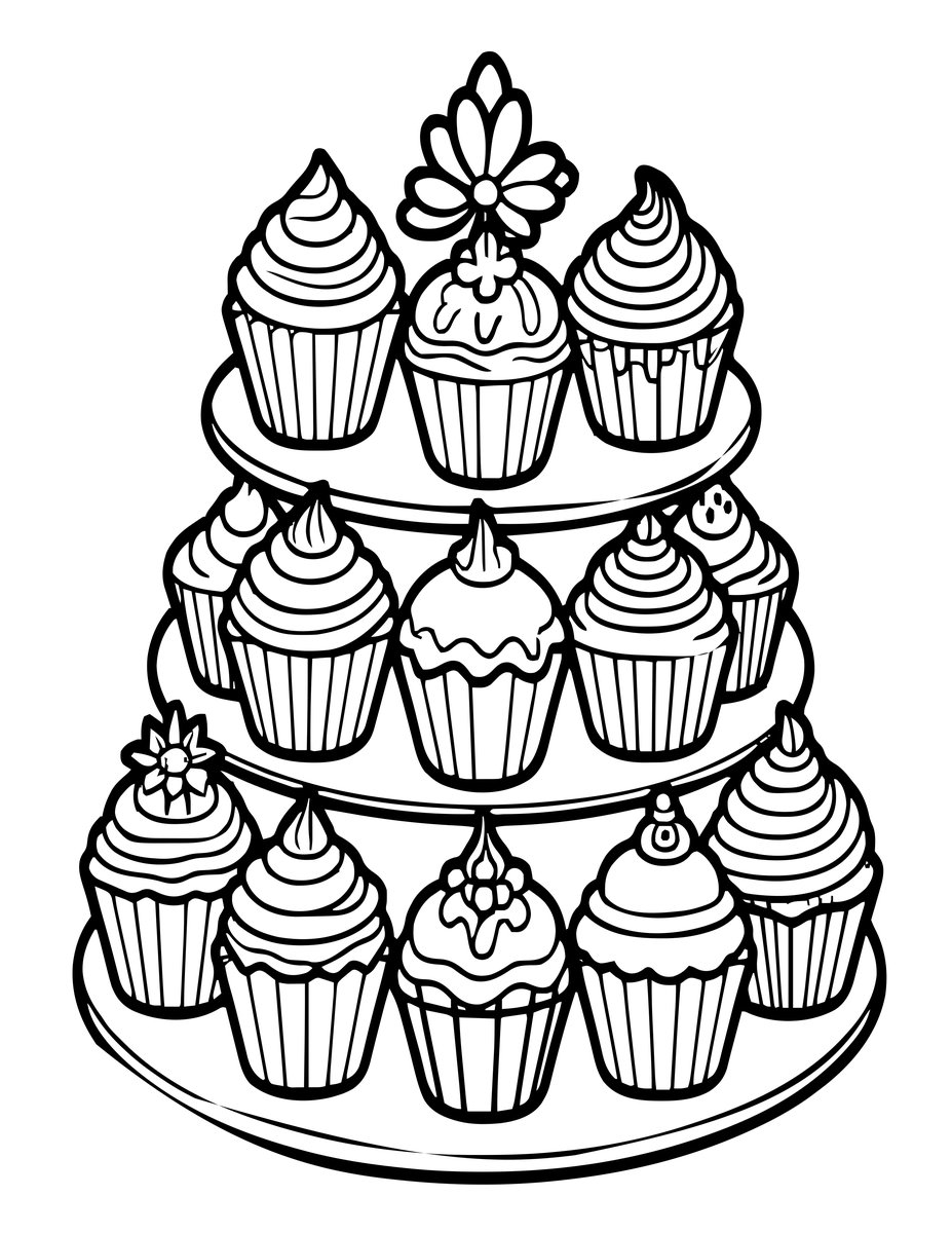 Cupcake Collection - free printable coloring page