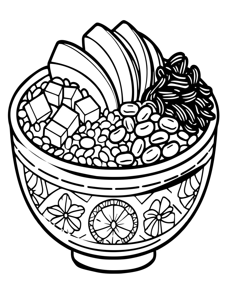 Poke Bowl - free printable coloring page