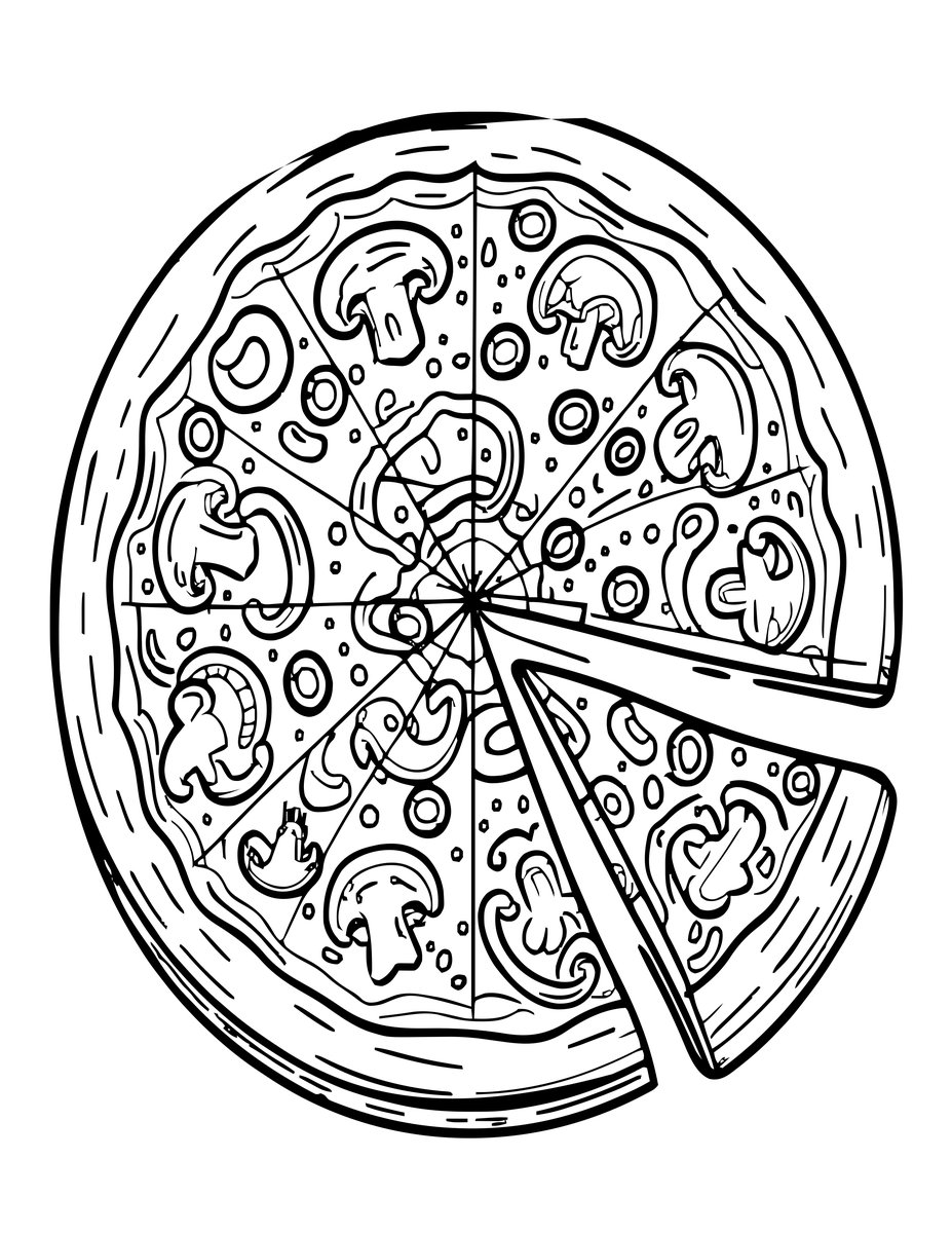 Pizza - free printable coloring page