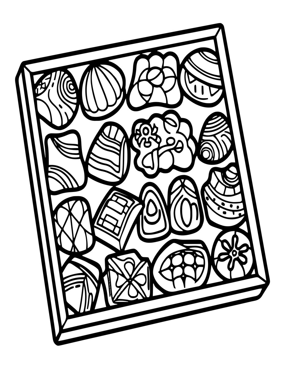 Chocolate Box - free printable coloring page