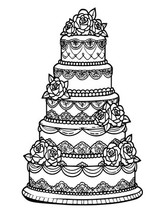 Wedding Cake - Free printable coloring page