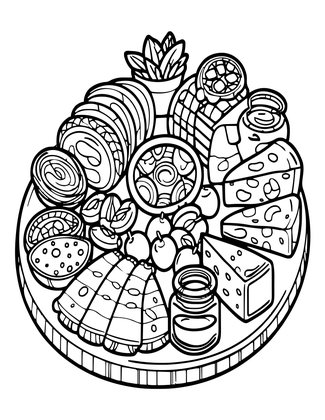 Charcuterie Board - Free printable coloring page