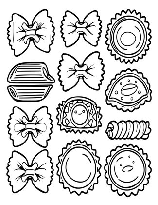 Pasta Varieties - Free printable coloring page
