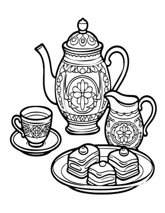 Tea Service - Free printable coloring page