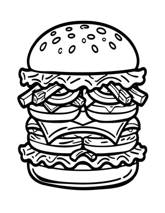 Burger Deluxe - Free printable coloring page