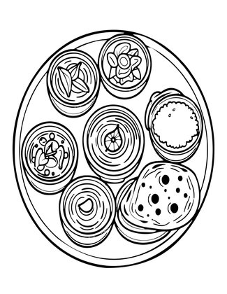 Indian Thali - Free printable coloring page