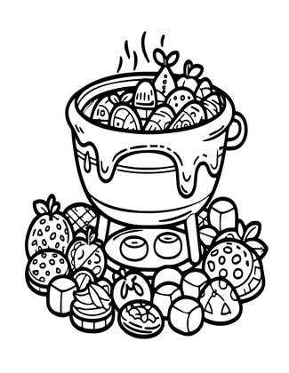 Chocolate Fondue - Free printable coloring page