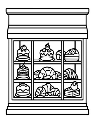 Bakery Window - Free printable coloring page