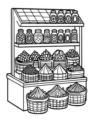 Spice Market - Free printable coloring page