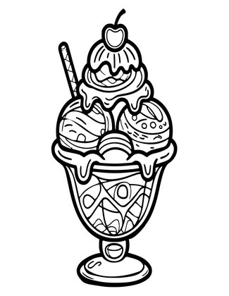 Ice Cream Sundae - Free printable coloring page