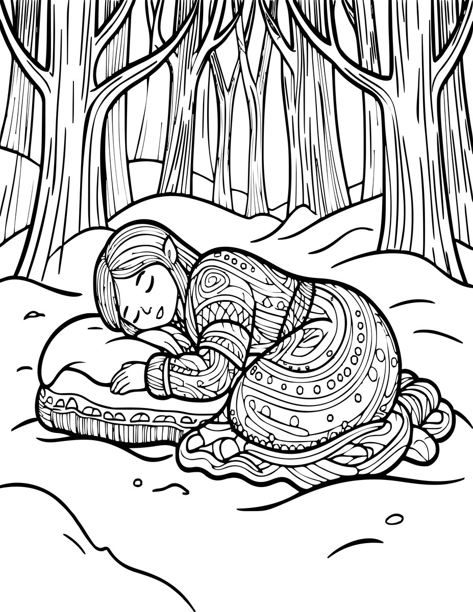 Forest Spirit Winter - free printable coloring page