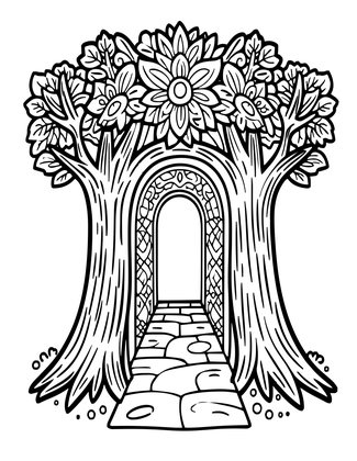 Tree Hollow Portal - Free printable coloring page