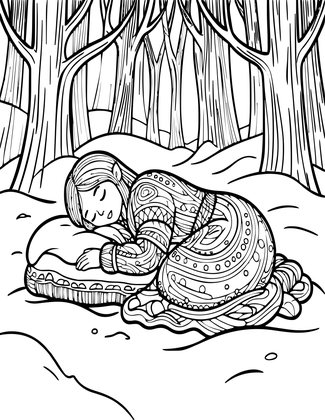 Forest Spirit Winter - Free printable coloring page