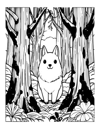 Forest Kodama - Free printable coloring page
