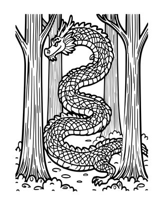 Forest Spirit Dragon - Free printable coloring page