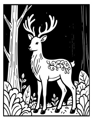 Forest Spirit Deer - Free printable coloring page