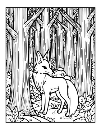 Forest Spirit Fox - Free printable coloring page